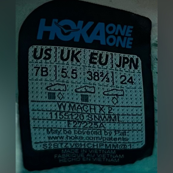 Hoka One One Mach X 2 Womens Size 7 Running Shoes Sneakers Snow Melt Blue Spark - Picture 11 of 12